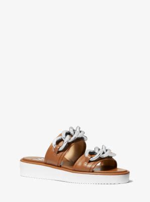 Scarlett Chain Link Leather Slide Sandal 